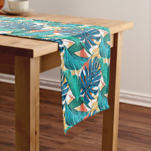 Tropical Leaf Paradise Design for Stylish Long Table Runner