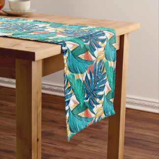 Tropical Leaf Paradise Design for Stylish Long Table Runner