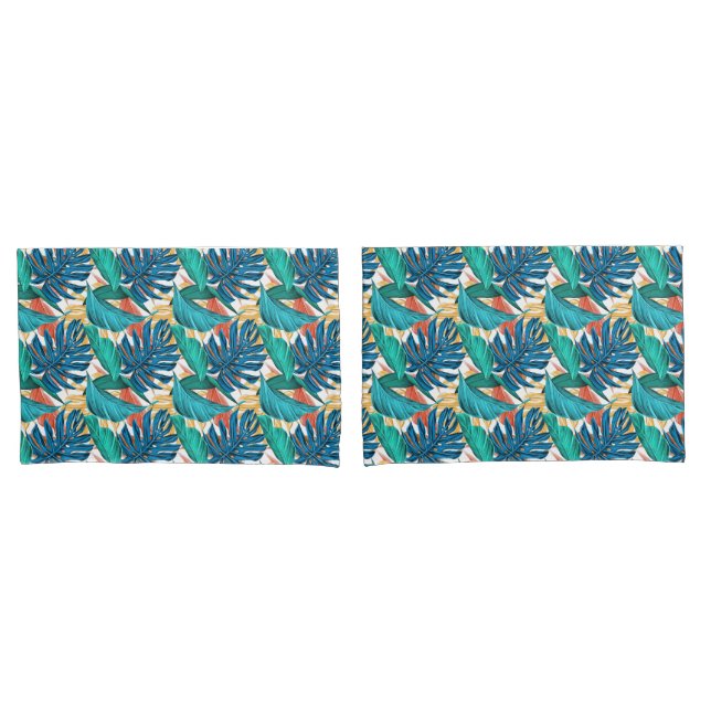 Tropical Leaf Paradise Design for Stylish Pillowcase (Front-Set)