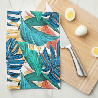 Tropical Leaf Paradise Design for Stylish Tea Towel