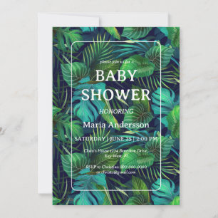 Tropical Leaf Pattern Baby Shower Invitation