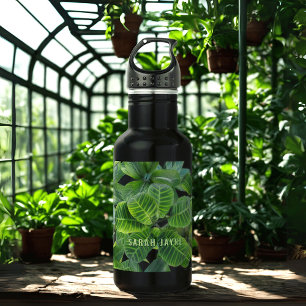Tropical Leaf Pattern Jungle Foliage Water Bottle