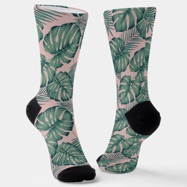 Tropical Leaf Pattern Socks (Angled)