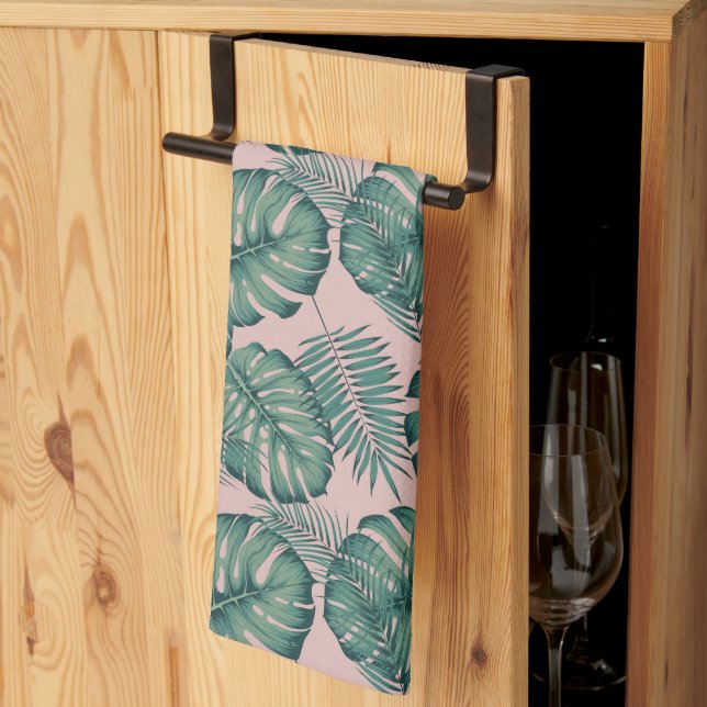 Tropical Leaf Pattern Tea Towel (Thirds Fold)