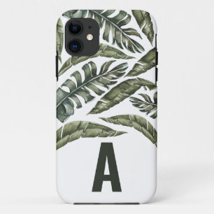 Tropical leaf personalised initial Case-Mate iPhone case