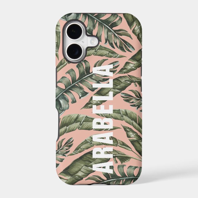 Tropical leaf personalised name and initial (Back)
