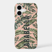Tropical leaf personalised name and initial