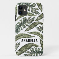 Tropical leaf personalised name and initial