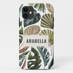 Tropical leaf personalised name and initial Case-Mate iPhone case