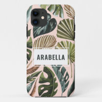 Tropical leaf personalised name and initial