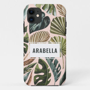 Tropical leaf personalised name and initial Case-Mate iPhone case