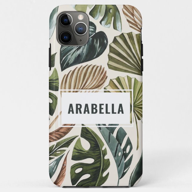 Tropical leaf personalised name and initial Case-Mate iPhone case (Back)