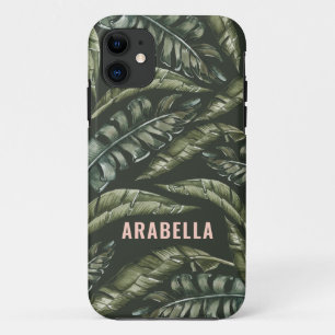 Tropical leaf personalised name and initial Case-Mate iPhone case