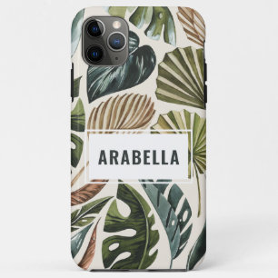 Tropical leaf personalized name and initial Case-Mate iPhone case