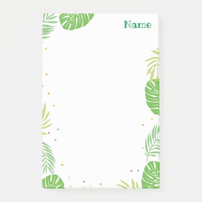 Tropical Leaf  Post it Notes Stationery (Front)