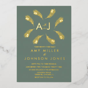 Tropical Leaf Ring Sage Wedding Pressed  