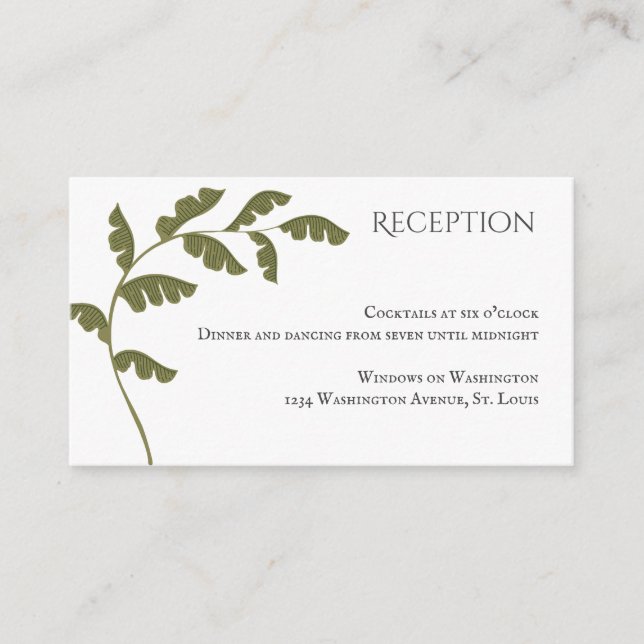 Tropical Leaf Safari Reception Enclosure Card (Front)