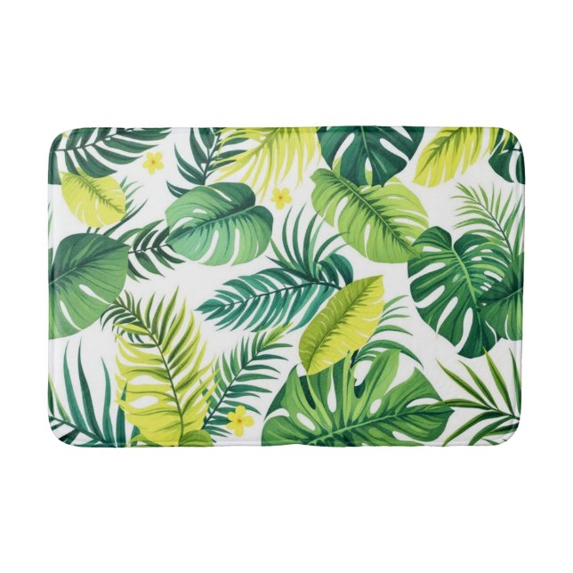 Tropical Leaf Story – Monstera & Banana Leaf   Bath Mat (Front)