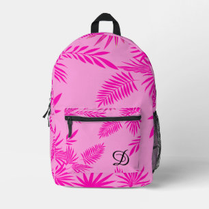 tropical leaf summer palm leaves pink pattern printed backpack