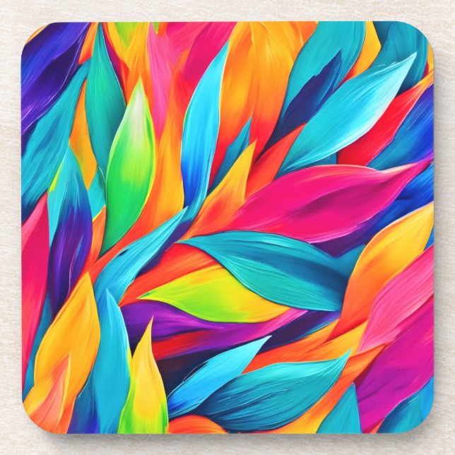 Tropical Leaf Tapestry Painting Coaster (Front)
