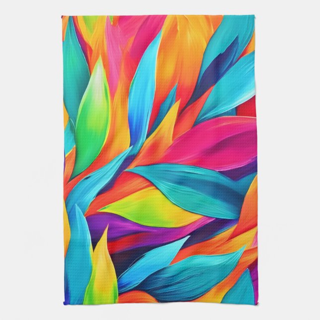 Tropical Leaf Tapestry Painting Tea Towel (Vertical)