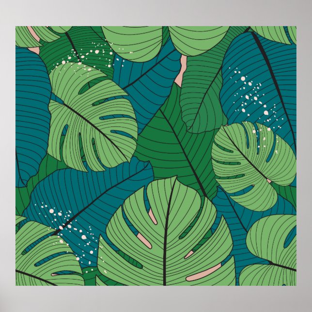 Tropical Leaf Tapestry: Vintage Verdure Poster (Front)