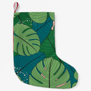 Tropical Leaf Tapestry: Vintage Verdure Small Christmas Stocking