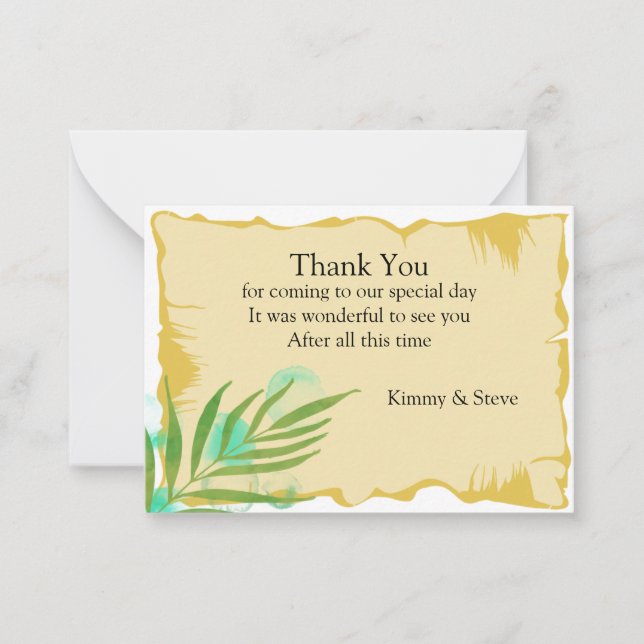 Tropical Leaf Thank You Card (Front)