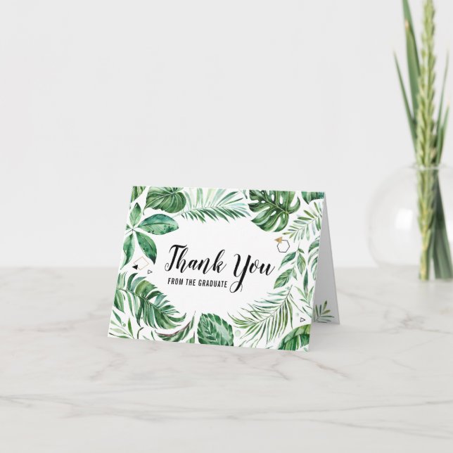 Tropical Leaf Thank You From The Graduate Card (Front)