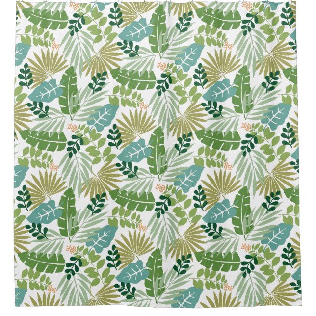 Tropical Leaf Toss Shower Curtain (Front)