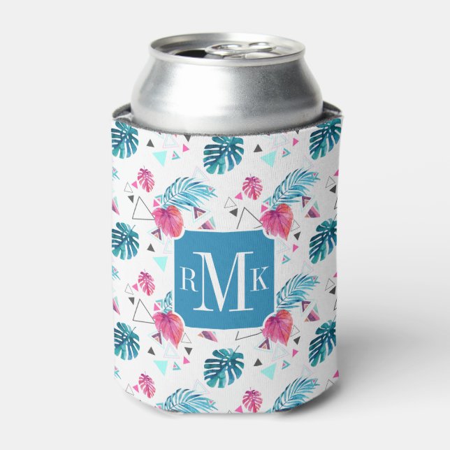 Tropical Leaf Triangle Pattern Can Cooler (Can Front)