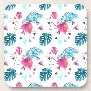 Tropical Leaf Triangle Pattern Coaster