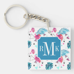 Tropical Leaf Triangle Pattern Key Ring