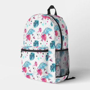 Tropical Leaf Triangle Pattern Printed Backpack