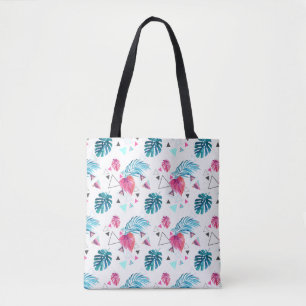 Tropical Leaf Triangle Pattern Tote Bag