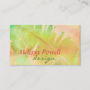 tropical leaf watercolor business cards