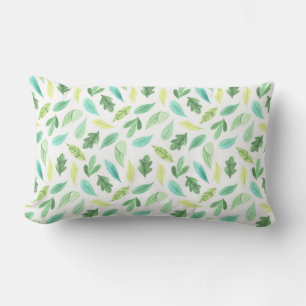 Tropical Leaf Watercolor Decor Lumbar Cushion