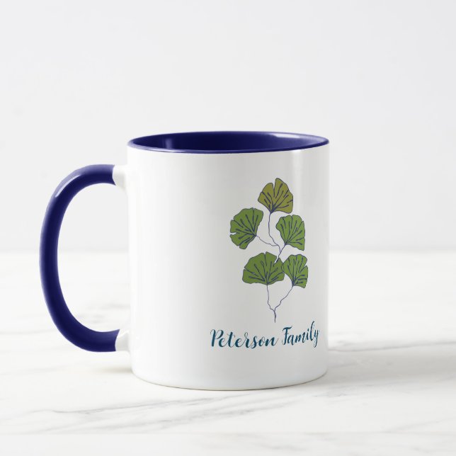 Tropical Leaf  with Perosnalized Family name Mug (Left)