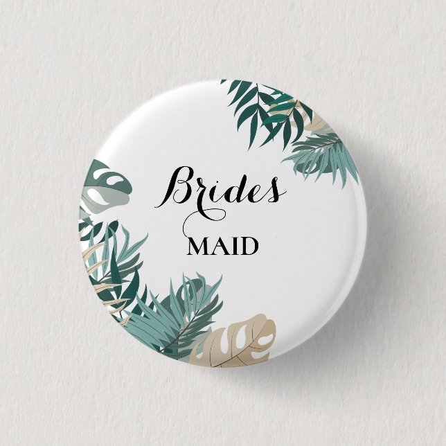 Tropical leaves 3 cm round badge (Front)
