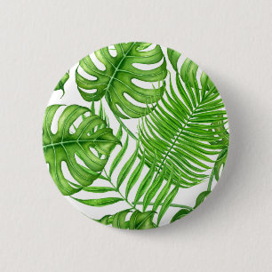 Tropical leaves 6 cm round badge