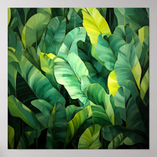 Tropical Leaves Abstract Botanical Jungle Nature Poster