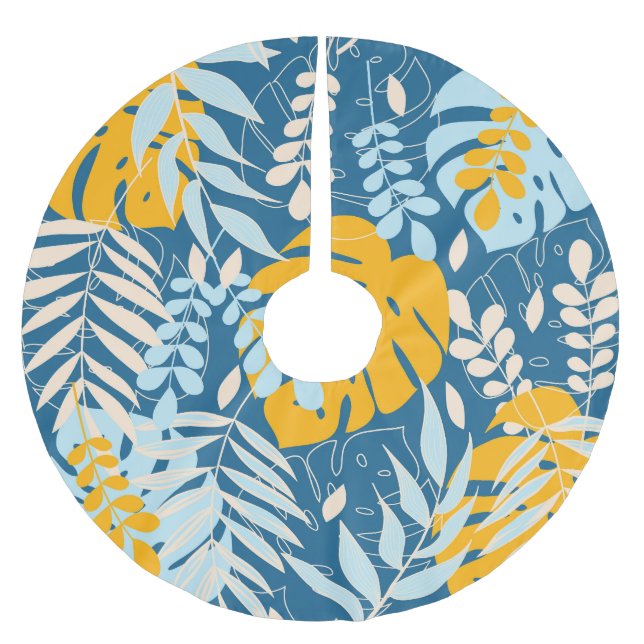 Tropical Leaves: Abstract Jungle Brushed Polyester Tree Skirt (Front)
