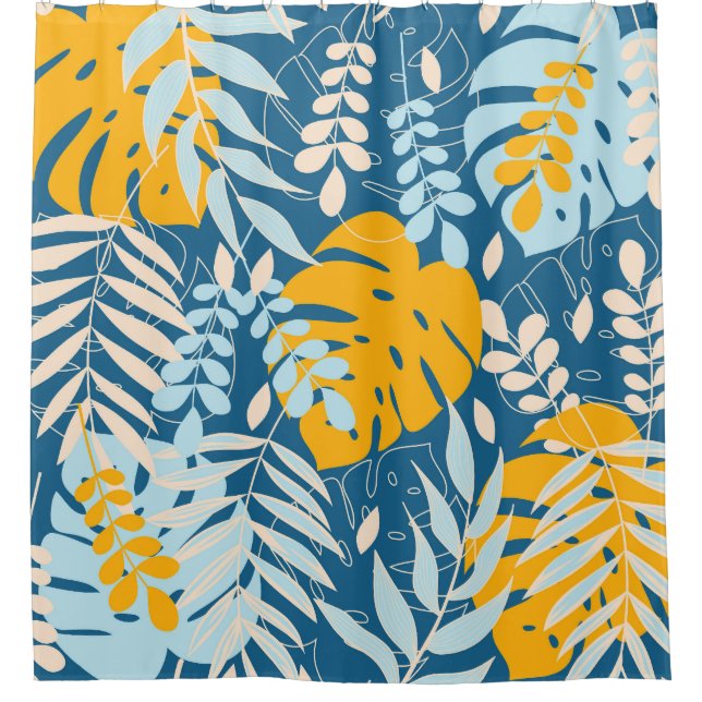 Tropical Leaves: Abstract Jungle Shower Curtain (Front)