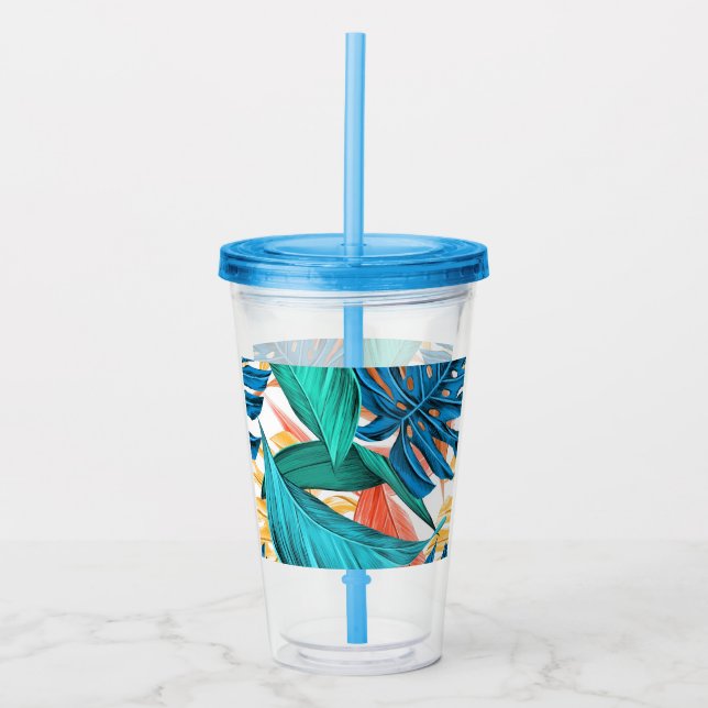Tropical Leaves Acrylic Tumbler (Front)