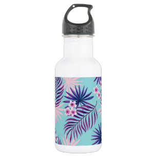 Tropical leaves and flowers 2 532 ml water bottle