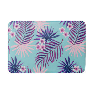 Tropical leaves and flowers 2 bath mat