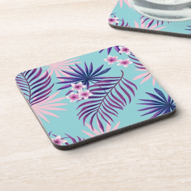 Tropical leaves and flowers 2 coaster (Left Side)