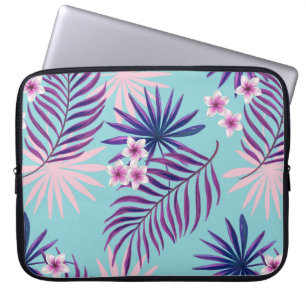 Tropical leaves and flowers 2 laptop sleeve