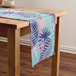 Tropical leaves and flowers 2 short table runner