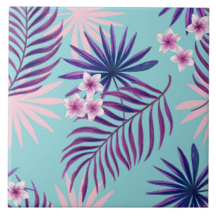 Tropical leaves and flowers 2 tile